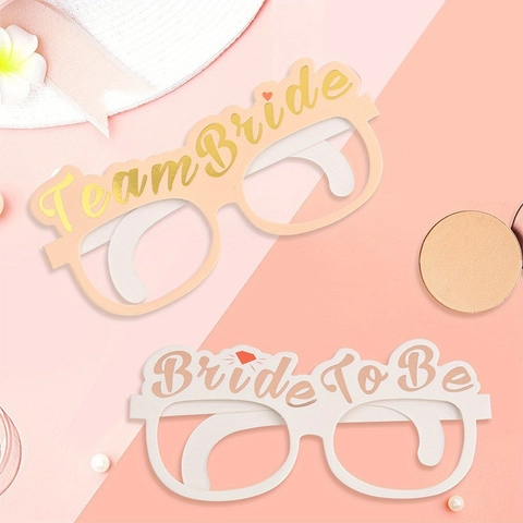 Paper Glasses Photo Booth Props Bride To Be Team Bride Hot Stamping Bachelorette Party Wedding Bridal Shower Decoration