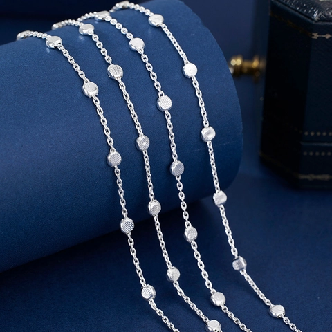 Collana In Argento Sterling 925 Da Donna Con Piccole Perline Texturizzate Catena Sottile Elegante Minimalista