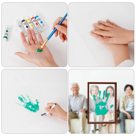 DIY Family Handprint Shadow Box Frame Kit With Multi Color Acrylic Paint MDF Wood And Acrylic Boards For Baby Keepsake