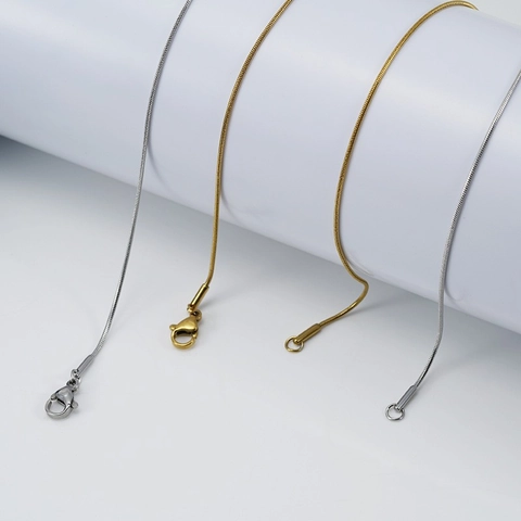 Stainless Steel Snake Chain Necklace 18K Gold Plated Minimalism Round Smooth Jewelry Accessory For Women Men