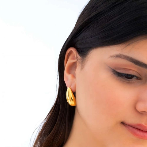 Orecchini A Bottone A Goccia In Acciaio Inossidabile Minimalista Lucidato A Specchio Gioielli Geometrici Per Donna Stile