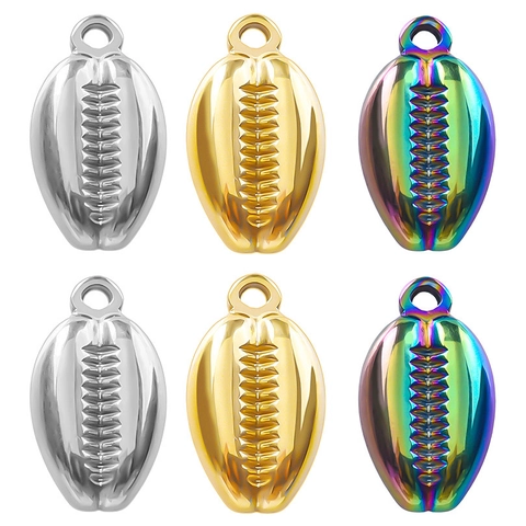 Kauri Muschel Anhänger 304 Edelstahl Charm DIY Schmuckherstellung Vakuum Beschichtung Irisierend Retro Stil Für Damen