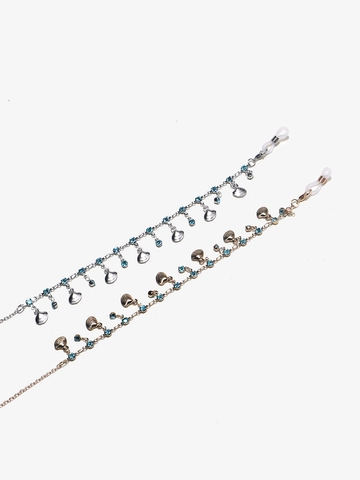 Copper Eyeglass Chain With Shell Pendant And Blue Rhinestone Anti Slip Eyewear Strap For Sunglasses Mask Ocean Style