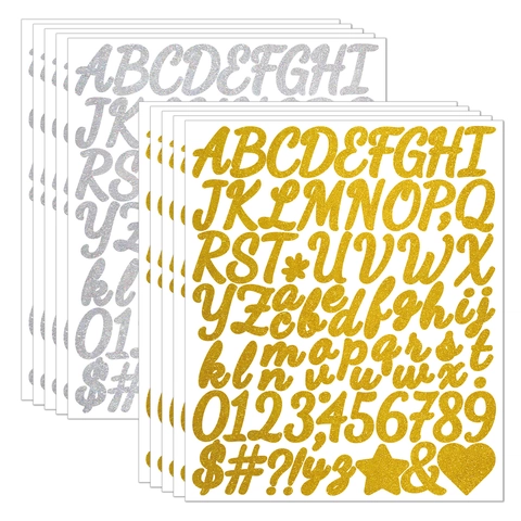 Glitter Alphabet Number Stickers Vinyl Waterproof Self Adhesive For Scrapbooking Graduation Cap DIY Decor Sparkling