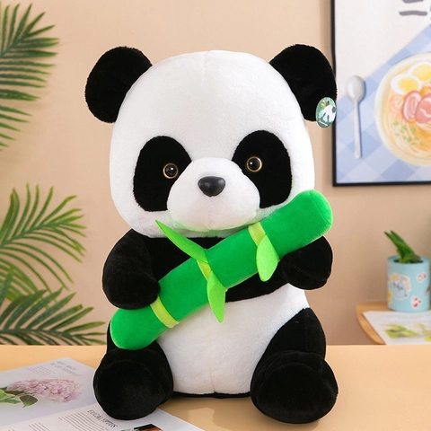Kawaii Panda Plush Toy Stuffed Animal Giant Panda Doll With Sweater Bamboo Decor Cute Soft Plushie For Kids Birthday Gift Home Decor