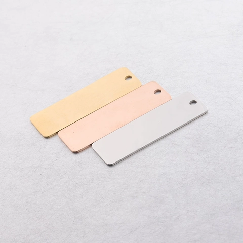 Blanco Hangers Roestvrij Staal Rechthoek Verticale Staaf Enkele Gat Spiegel Gepolijst Voor DIY Sieraden Maken Graveren
