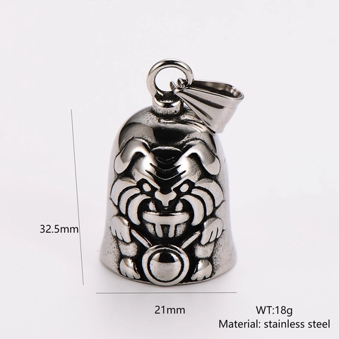 Vintage 304 Stainless Steel Bell Pendant Necklace For Men Retro Animal Tiger Lion Head Viking Warrior Relief Personality Jewelry