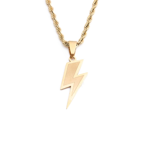 Collana Con Pendente A Fulmine Placcato Oro Acciaio Inossidabile Gioielli Hip Hop Con Catena A Corda Stile Punk Per Uomo Donna