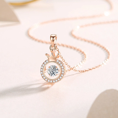 Tanzender Stein Kronenanhänger Halskette S925 Sterlingsilber Mit Moissanit Für Damen Eleganter Schmuck