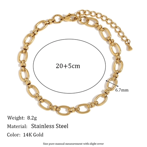 Edelstahl Fußkettchen 14K Vergoldet Minimalistische Ovale Gliederkette Verstellbarer Schmuck Für Damen Trendy Hip Hop