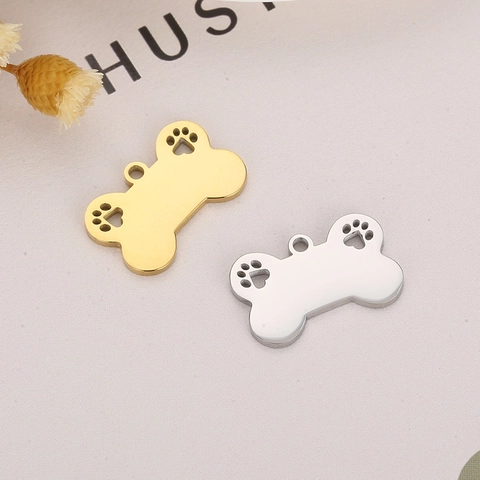 Dijes Hueso De Perro Acero Inoxidable Pata Hueca Accesorios Joyería Bricolage Etiquetas ID Mascotas Colgantes Pulidos