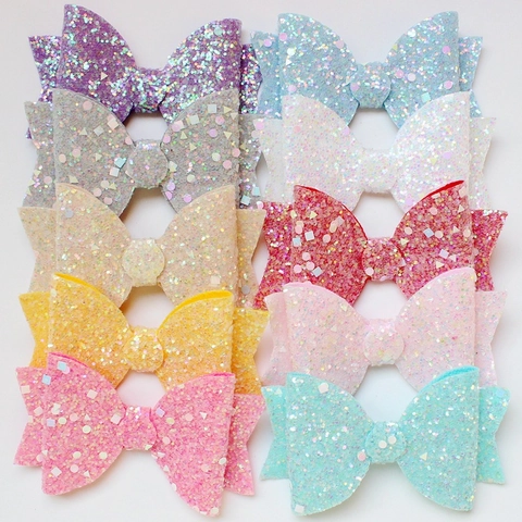 Handgefertigte Glitzer Pailletten Schleife Haarschmuck PU Leder DIY Schleife Für Kinder Mädchen Bekleidung Dekoration Bastelzubehör