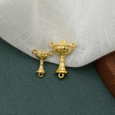 Religiöse Kelch Schmuckverbinder Legierung Vergoldet Geprägt IHS Rosenkranz Glieder Für DIY Schmuckherstellung