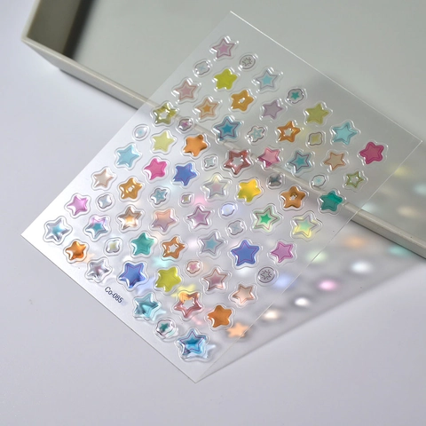 Adesivi Per Unghie In Rilievo 5D 3D Autoadesivi Stella Fiore Colorato Macaron Design Carino Decorazione