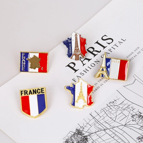 Pin De Esmalte Aleación De Zinc Bandera De Francia Torre Eiffel Mapa De París Tema Souvenir De Voyage Broche Unisex