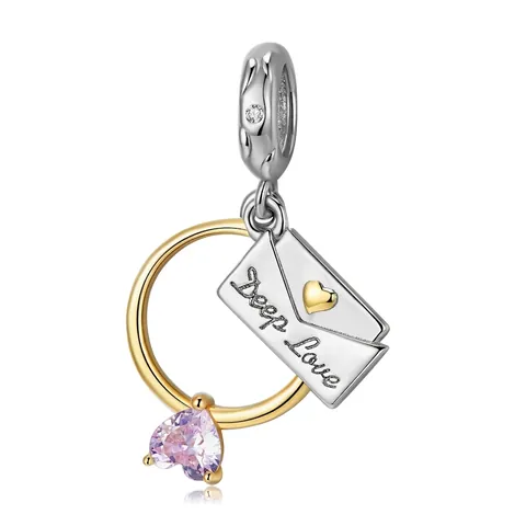 Ciondolo Charm Busta Cuore In Argento Sterling 925 Con Zirconia Rosa Inciso Deep Love Accessori Fai Da Te Romantici