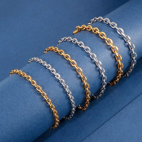 Stainless Steel Chain Bracelet Vintage O-Chain Minimalist Gold Plated Jewelry For Men Women Unisex