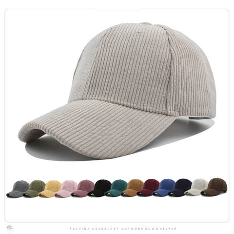 Gorra de Béisbol de Pana de Color Sólido Ajustable Algodón Sombrero para Mujeres Hombres Aire Libre Sombrilla Moda Invierno