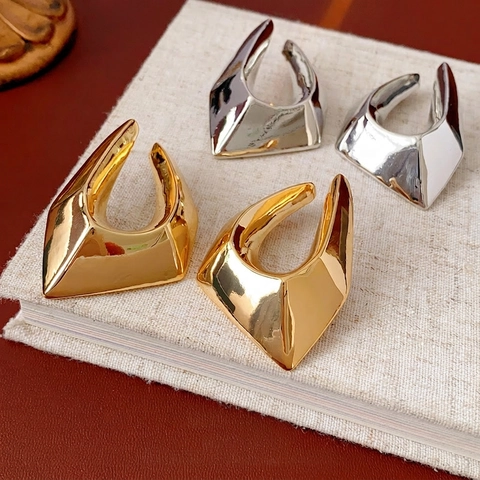 Irregular Geometric Alloy Stud Earrings With Silver Earring Post Gold Plated Mirror Polish Chic Fashion For Women