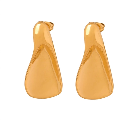 Orecchini a Bottone in Acciaio al Titanio a Goccia d'Acqua Irregolare Galvanizzati Oro Argento Gioielli Eleganti Donna