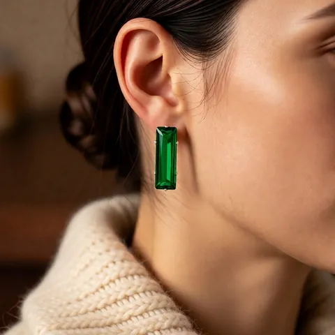 Pendientes De Botón Estilo Palacio Vintage Con Silver Earring Post Cobre Incrustado Circón Cuadrado Gota Agua Retro Francés Mujer
