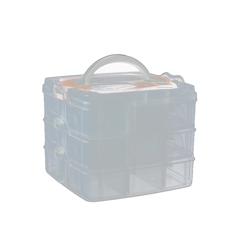 Scatola Di Immagazzinaggio In Plastica Portatile A Tre Strati Organizzatore Di Compartimenti Rimovibile Per Gioielli Giocattoli