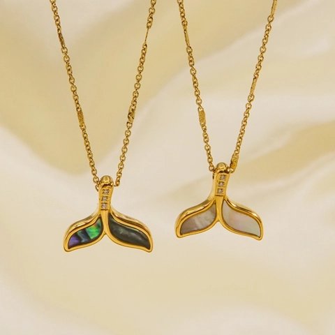 Walvisstaart Hanger Ketting Roestvrij Staal Kunstparelmoer Abalone Schelp Zirkoon Oceaan Sieraden Cadeaus Voor Vrouwen