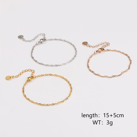 Pulsera De Cadena De Cuerda Trenzada Minimalista Para Mujeres Niñas Acero Inoxidable 304 Ajustable Eslabón Clásico