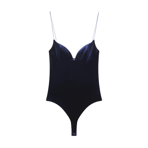 Damen Samt Body Spaghettiträger V-Ausschnitt Slim Fit High Cut Sexy Ärmelloses Oberteil Samtstoff