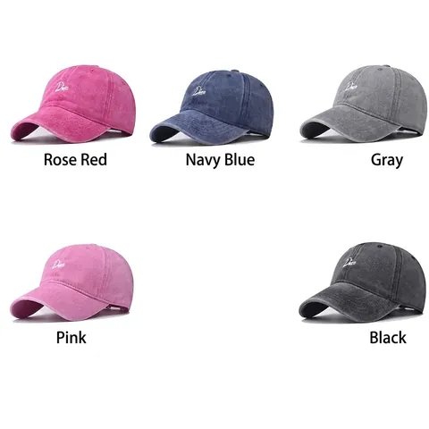 Berretto Da Baseball In Cotone Lavato Retro Ricamato Lettera Disco Cappello Da Sole Distressed Vintage Regolabile Per Uomini Donne