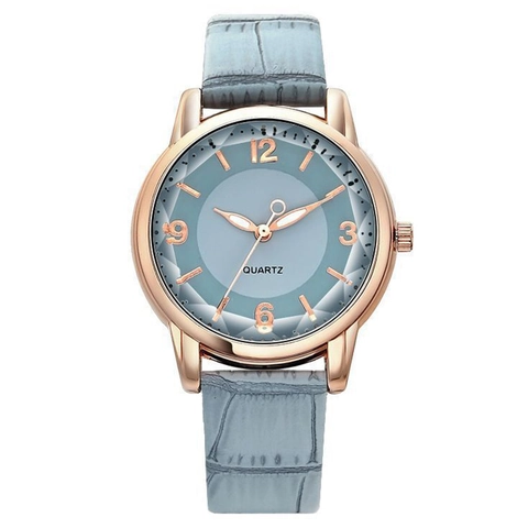 Women Fashion Quartz Watch Alloy Case Crocodile Texture Faux Leather Strap Round Dial Analog Wristwatch For Ladies
