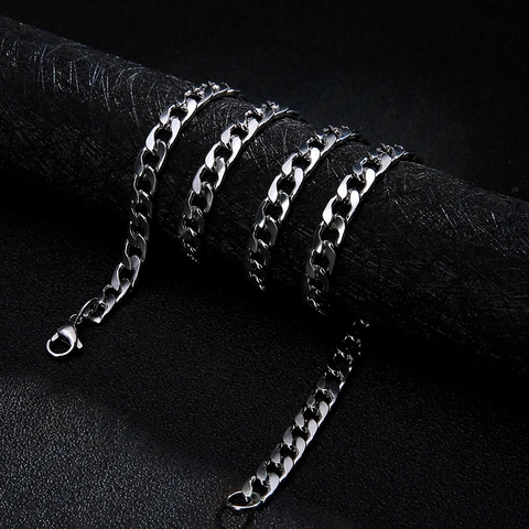 Roestvrijstalen Cubaanse Schakelketting Ketting Heren Dames Hip Hop Streetwear Waterdicht Kleurecht Kiel Slang Bamboe Kettingen