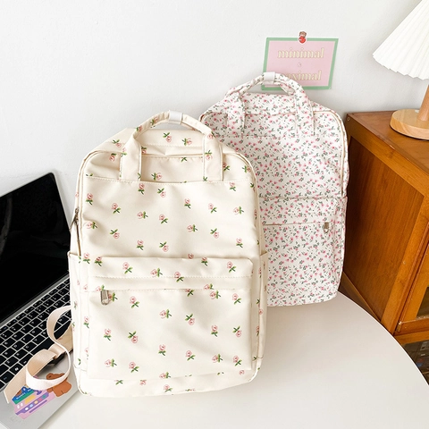 Zaino In Tela Floreale Stile Coreano Grande Capacità Cartella Per Ragazze Stile Pastorale Fresco Zaino Per Studenti