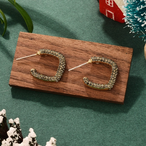 Boucles D'oreilles Géométriques Vintage En Strass Arbre De Noël Pour Femmes Bijoux En Alliage Avec Tige En Argent 925
