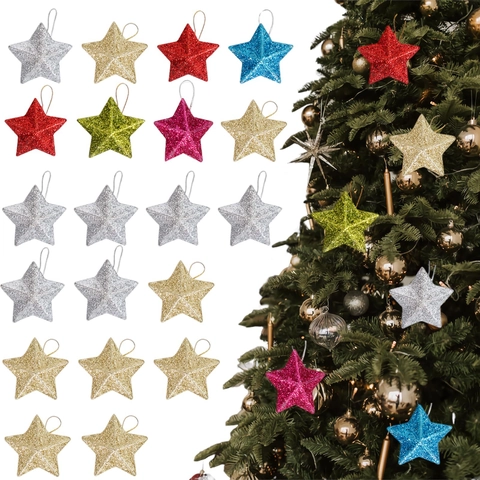 Pendenti A Stella Per Albero Di Natale Stella A Cinque Punte Luccicante Ornamenti Appesi Per Decorazioni Festive Casa