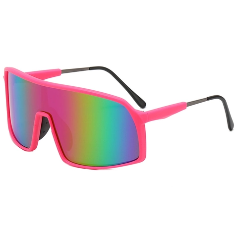 Occhiali Da Sole Sportivi Shield PC Montatura Grande UV400 Antivento Lenti A Specchio Ciclismo Outdoor Moda