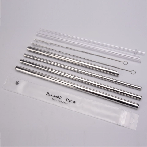 Pajita Tritan Extendida Juego De Pajitas De Metal De Acero Inoxidable 304 Para Bebidas De Té Con Leche Pajita Reutilizable Para Vaso De Agua
