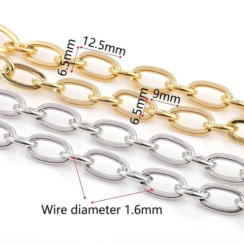 Stainless Steel Paperclip Chain Oval Link Flattened O Shape DIY Jewelry Making Accessories Gold Silver Color Craft