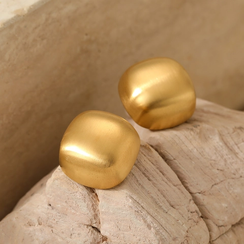 Boucles D'oreilles Puces Cube Carré En Acier Inoxydable Géométrique Fini Mat Brossé Bijoux Design Niche Femmes