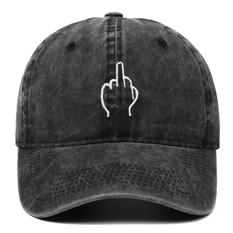 Cappello Da Baseball In Cotone Lavato Distressed Ricamo Dito Medio Regolabile Retro Streetwear Hip Hop Dad Hat Unisex