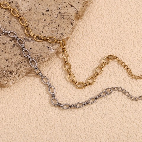 Edelstahl Fußkettchen 14K Vergoldet Minimalistische Ovale Gliederkette Verstellbarer Schmuck Für Damen Trendy Hip Hop