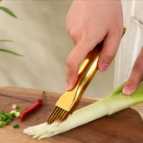 Scallion Satin Knife Stainless Steel Multi Blade Green Onion Shredder Manual Vegetable Slicer Ergonomic Kitchen Tool