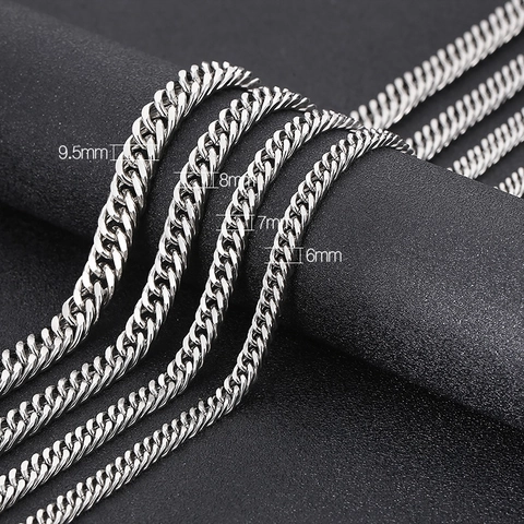 Cuban Link Kette Halskette Edelstahl Poliert Panzerkette Solid Hip Hop Punk Stil Für Damen Herren