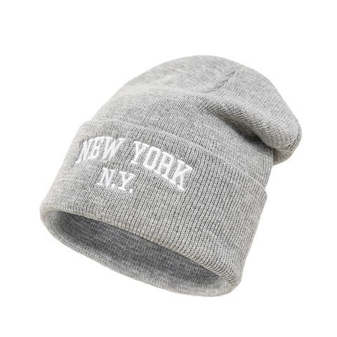 Strickmütze Beanie Acryl Warm Winter Umschlagmütze New York Bestickt Buchstabe Outdoor Hip Hop Lässig Für Damen Herren