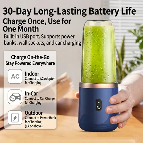 Portable USB Rechargeable Juicer Blender Cup Six Blades Stainless Steel PCTG Material Personal Size Electric Juicer Travel