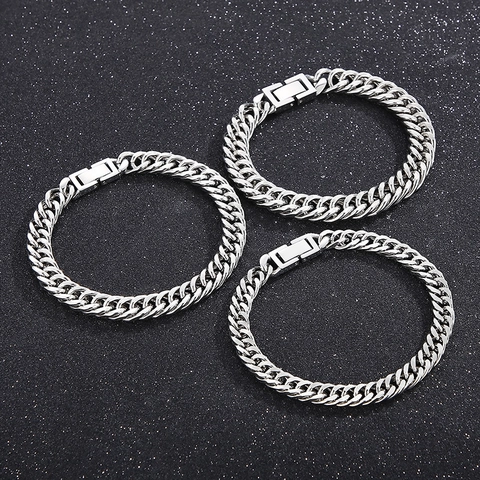 Cuban Link Armband Edelstahl Hip Hop Panzerkette Modeschmuck Unisex Silberglanz Poliert Minimalistisches Accessoire