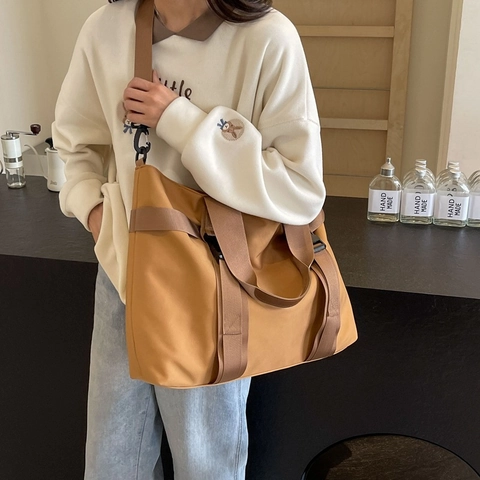 Große Kapazität Canvas Tote Bag Mit Verstellbarem Riemen Und Schnalle Street Casual Umhängetasche Für Damen