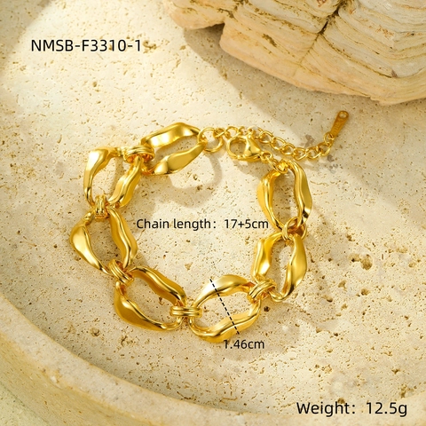 Fashion Stainless Steel Bracelet 18K Gold Plated Geometric Rhinestone Inlaid Adjustable Chain Bracelet For Women Jewelry