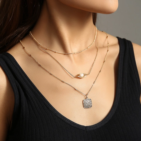 Collana Bohémien A Strati Con Pendente In Pietra Naturale Conchiglia E Perla Artificial Catena In Lega Gioielli Vintage Per Donna Stile Ins