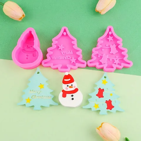 Christmas Tree Snowman Silicone Mold For Cake Decorating Baking Chocolate DIY Resin Craft Aromatherapy Candle
